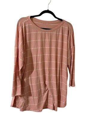 Pink and White Striped Long Sleeve Top Size XL like new!
